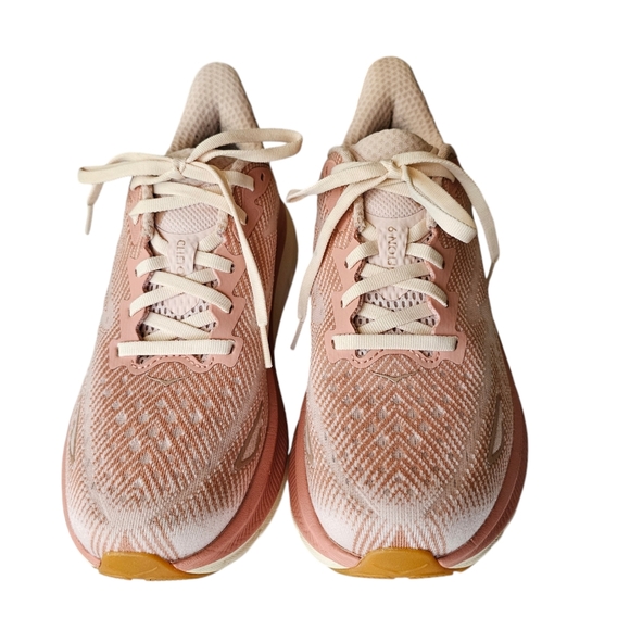 Hoka Clifton 9 Size 8 Women Run Walk Sneaker Pink Sandstone Cream - Picture 2 of 9